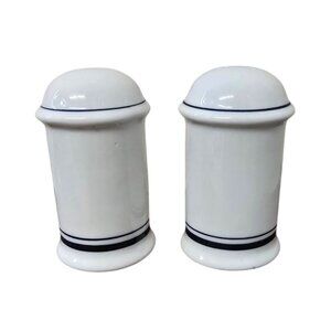 Dansk Bistro Salt & Pepper Shakers White Navy Stripe Ceramic Classic Design